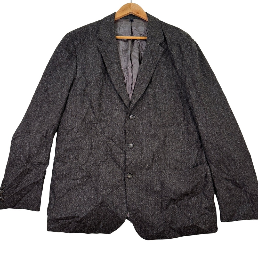 J. Crew Ludlow Men 46R Slim Fit MOON Wool Tweed Blazer Herringbone Gray 3-Button